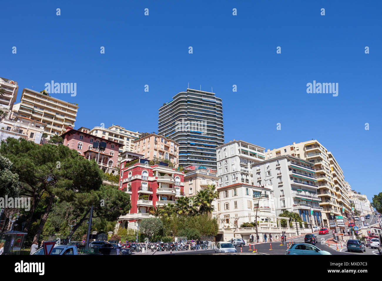 Monaco principality, Monte Carlo modern apartment buildings residential architecture Stock Photo