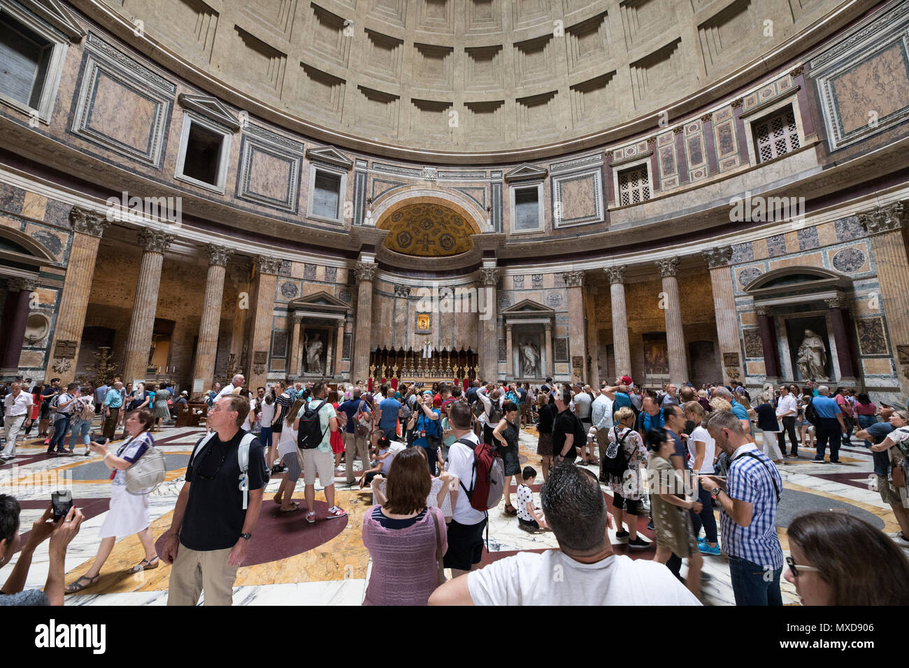 Rome Pantheon interior, tourists visiting Stock Photo