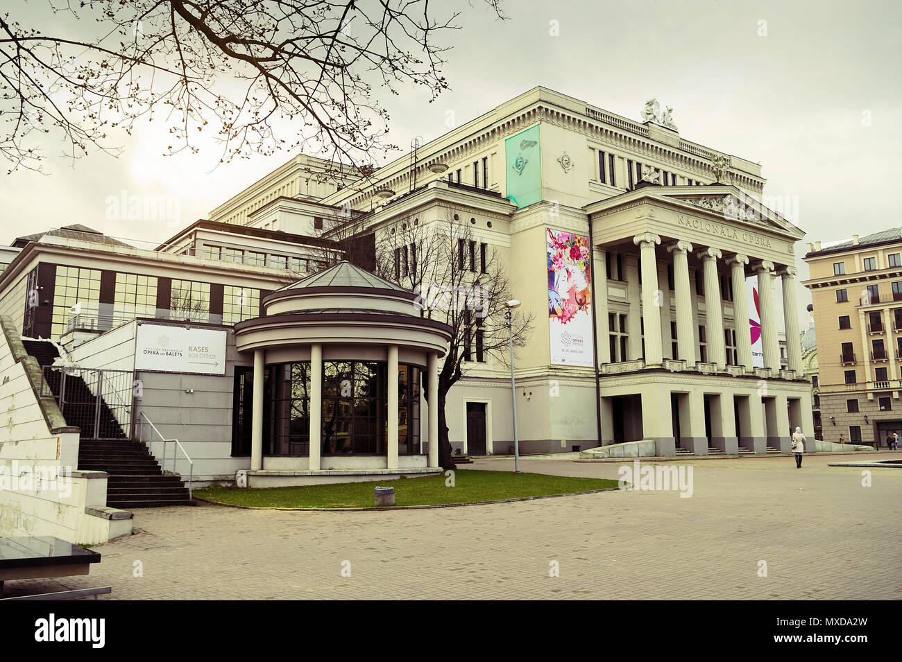Riga, Latvia. Latvian National Opera building. Retro vintage style. Stock Photo