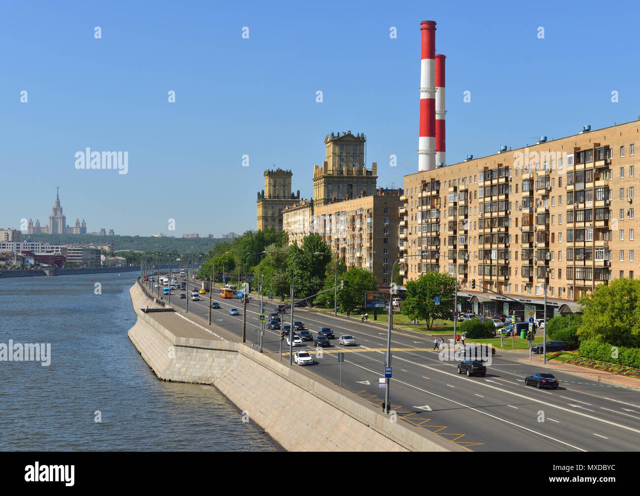 Moscow river and Berezhkovskaya embankment Stock Photo