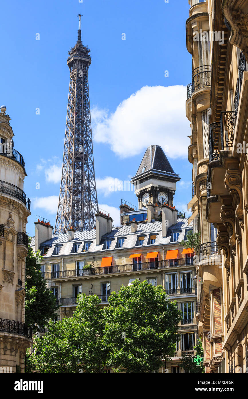 Paris, France , May 18, 2015 Eiffel Tower metal tower, most