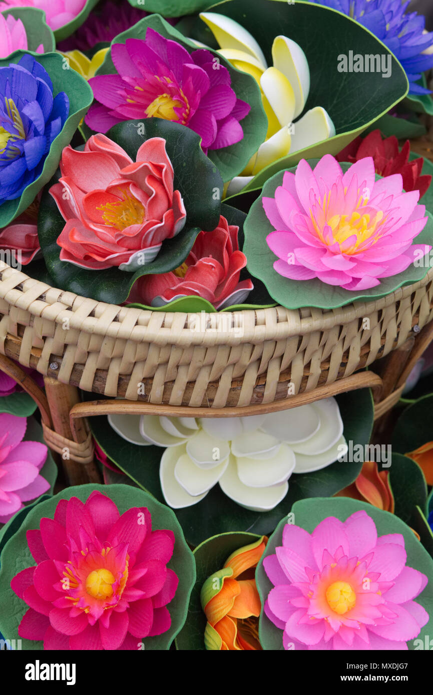 decorative silk lotus flowers Stock Photo Alamy