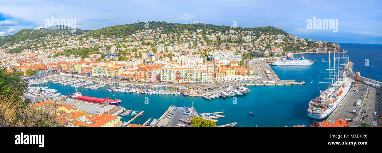 Panorama - Port of Nice, France Stock Photo