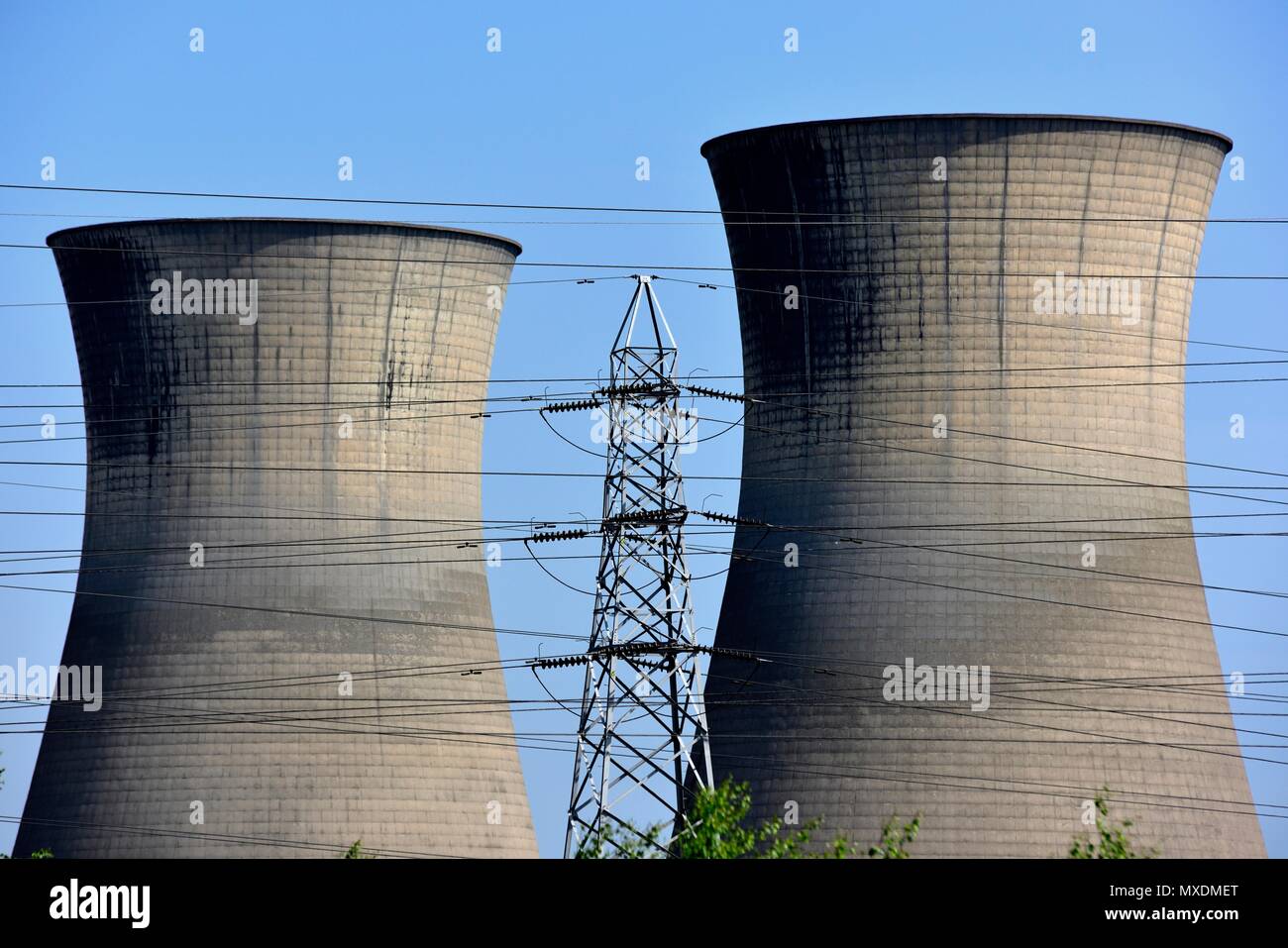 Power station cooling tower Willington Derbyshire England UK Stock Photo
