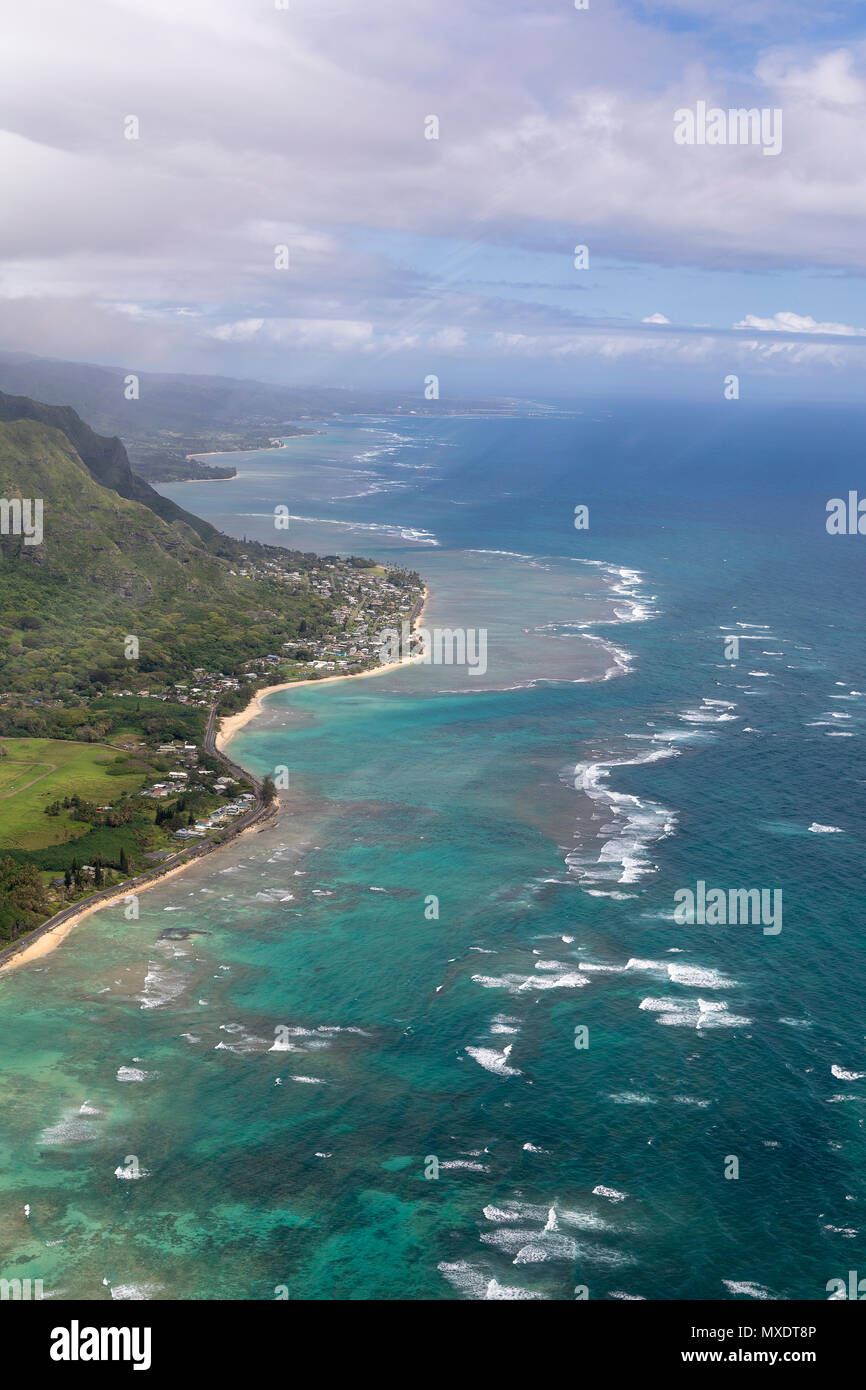 Oahu Beach Aerial Stock Photo