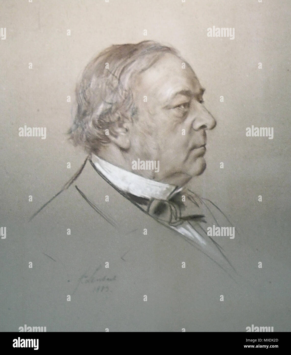 . Theodor von Cramer-Klett. Kreidezeichnung von Franz von Lenbach, 1883 (Ausschnitt) . 2008. Rainer Z ... 146 Cramer-Klett-1 Stock Photo