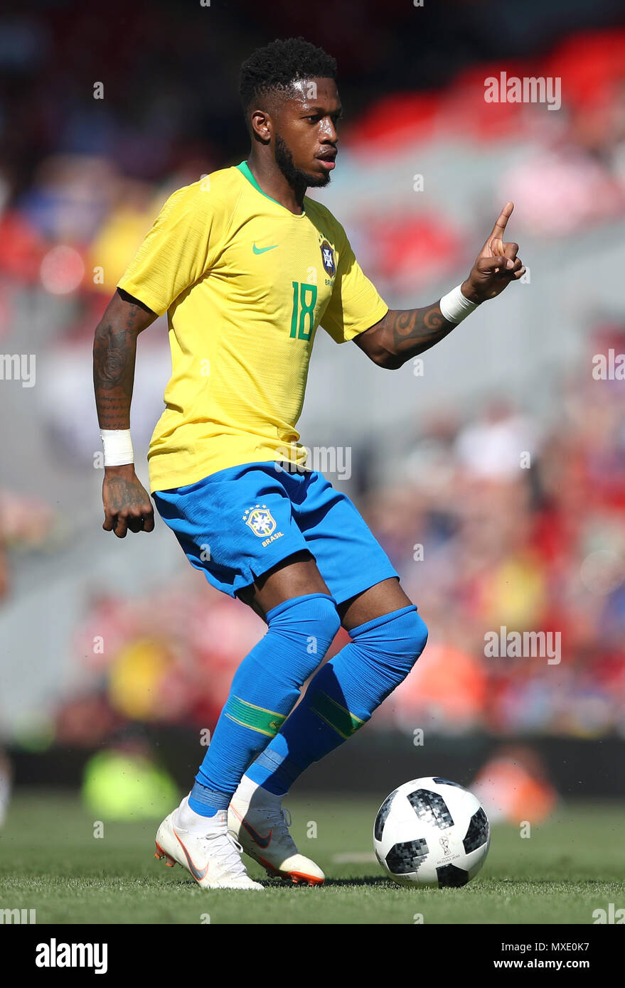 Brazil's Fred during the International Friendly match at Anfield, Liverpool. PRESS ASSOCIATION Photo. Picture date: Sunday June 3, 2018. See PA story SOCCER Brazil. Photo credit should read: Nick Potts/PA Wire. . Stock Photo