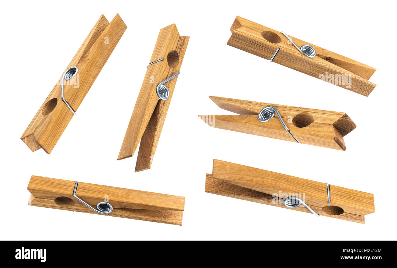 Wooden Clothespin Isolated Stock Photo - Download Image Now - Clothespin,  Wood - Material, Clip - Office Supply - iStock