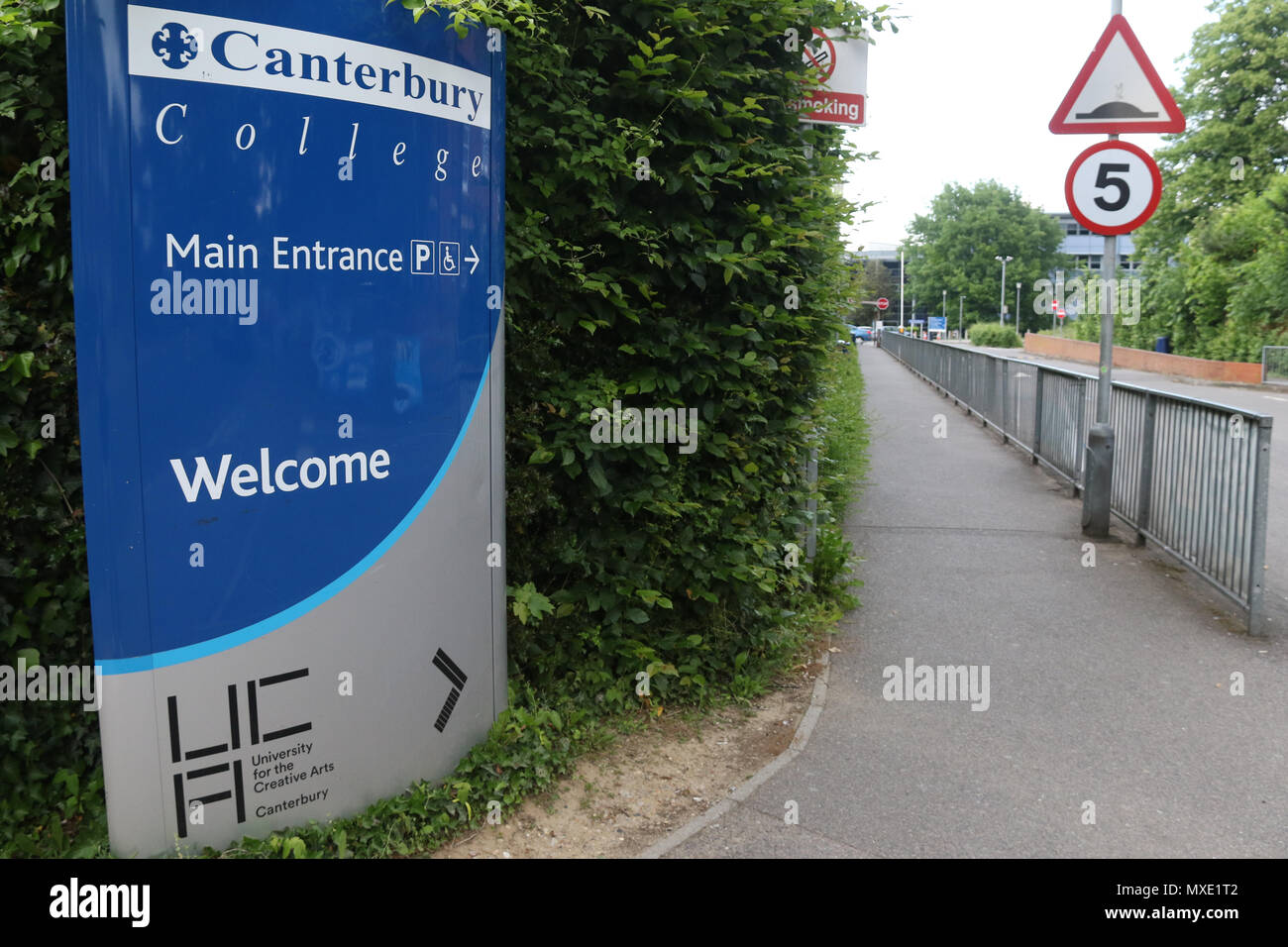 Canterbury College entrance on New Dover Road, Canterbury, Kent Stock