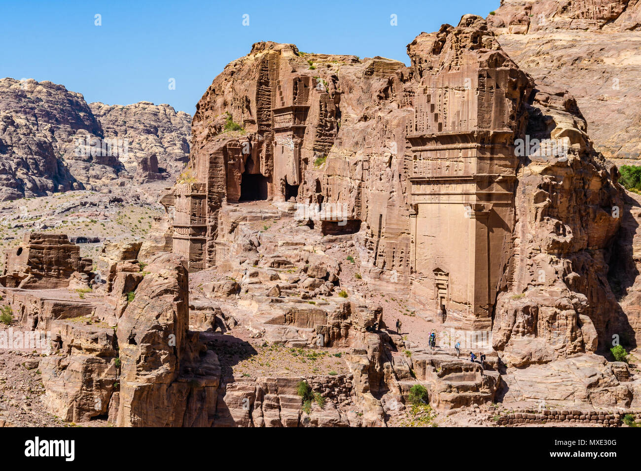 Tomb ruins in the Lost City of Petra, Jordan Stock Photo