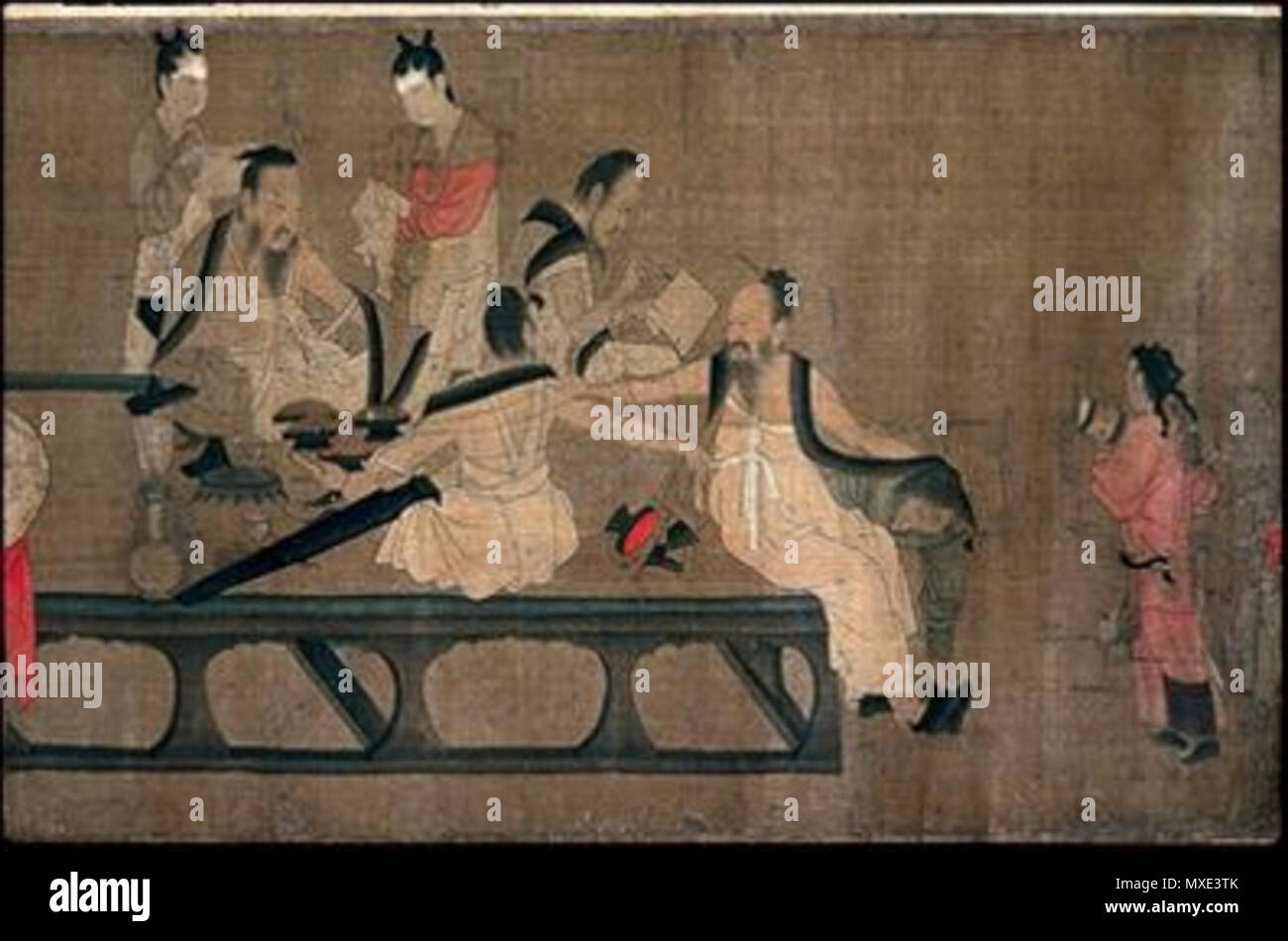 . English Northern Qi Scholars Collating Classic Texts. Ink and color