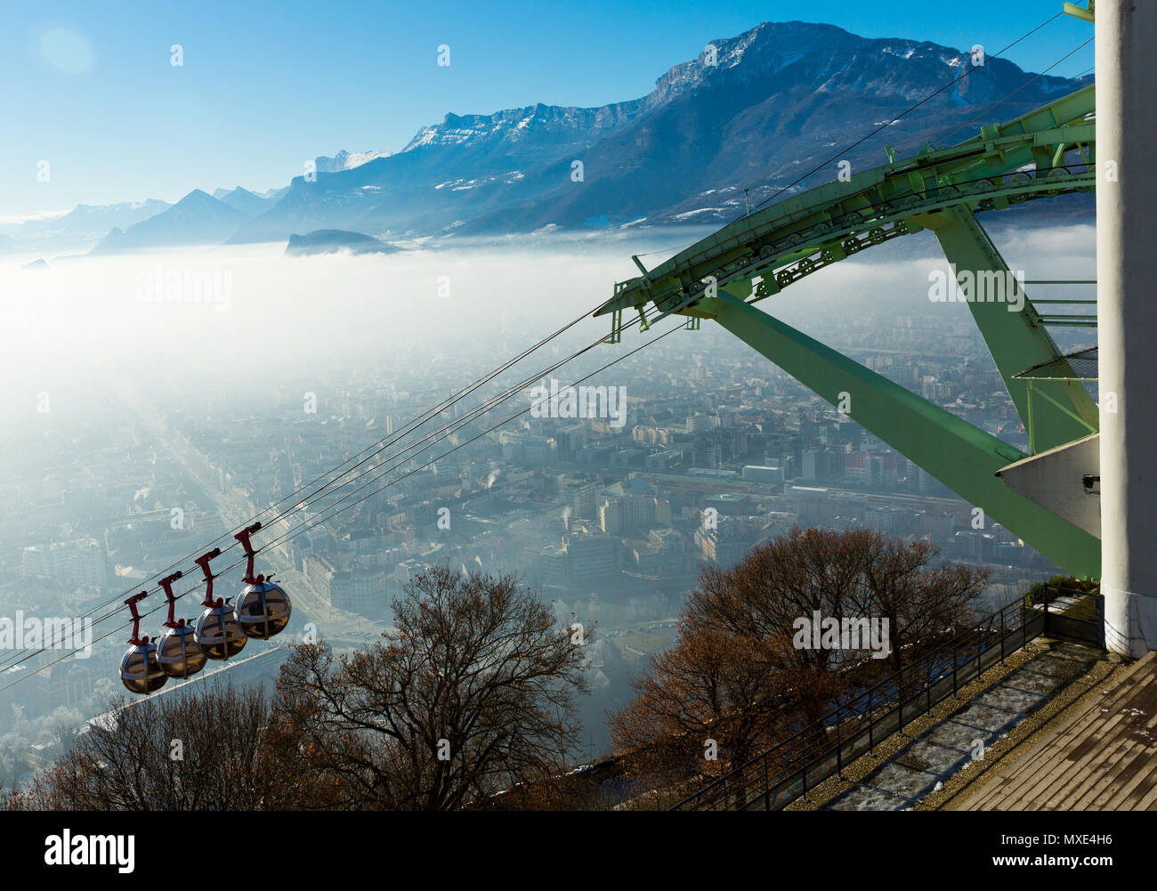 Cable car of Grenoble is transportation landmark in France outdoor