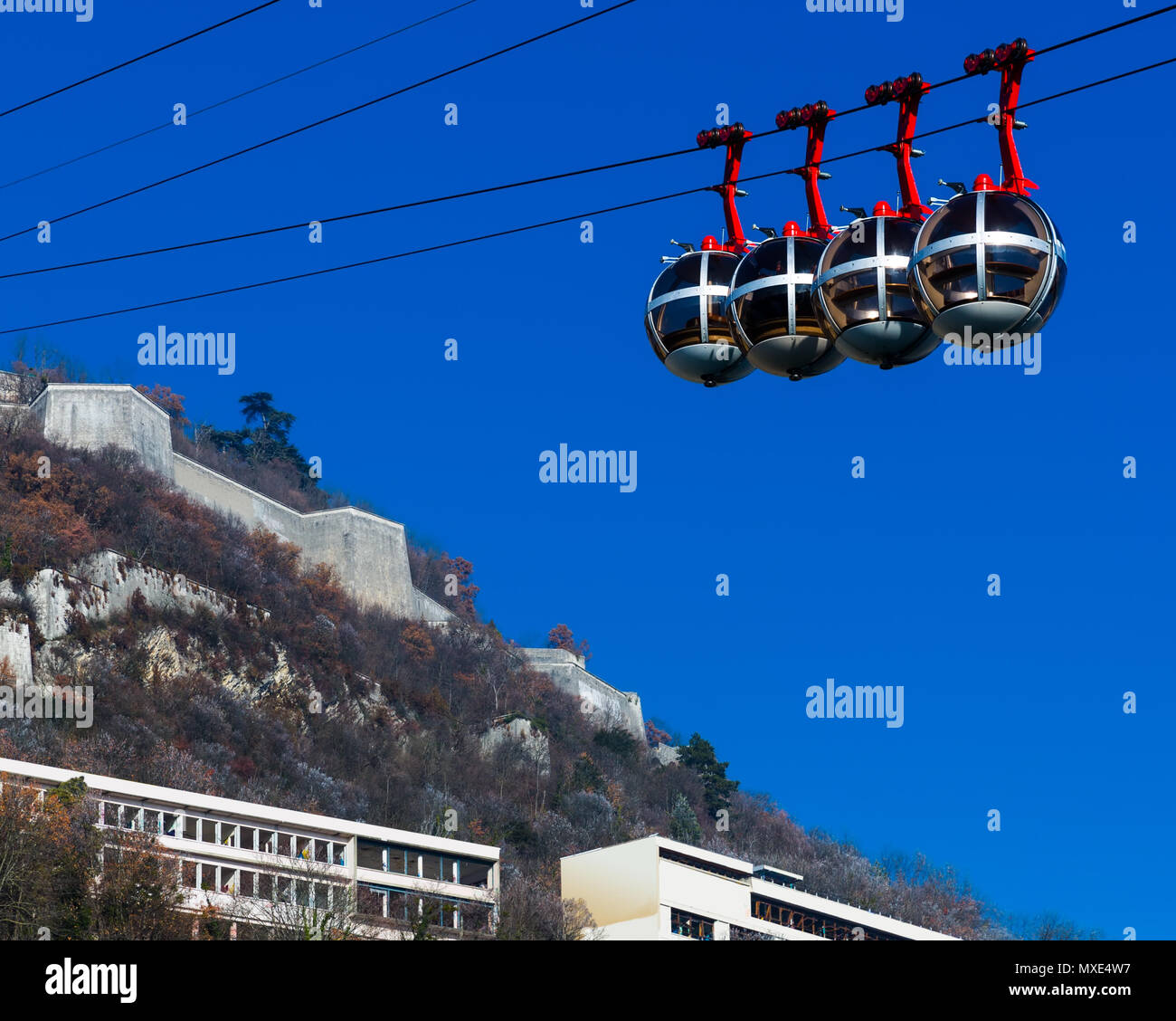 Cable car of Grenoble is transportation landmark in France outdoor