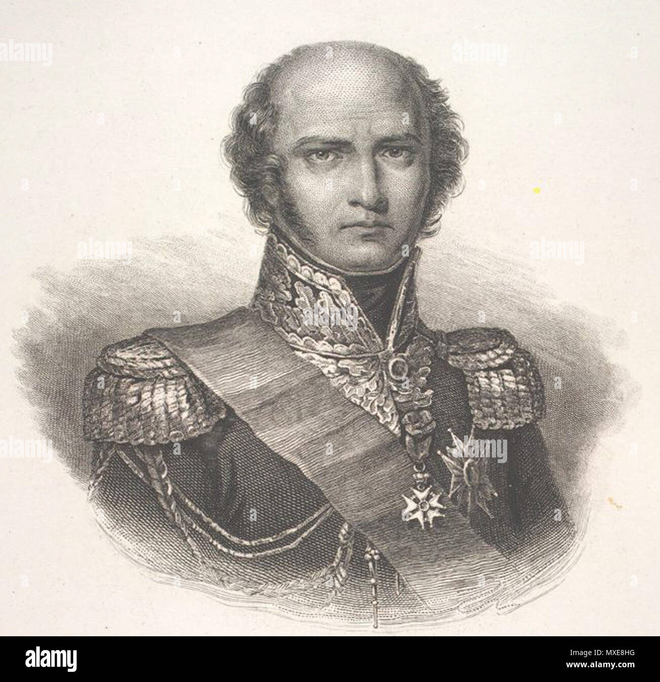 Portrait of Louis Nicolas (Louis-Nicolas) d'Avout, dit Davout (1770-1823),  marechal of France - Chromolithography of the late 19th century