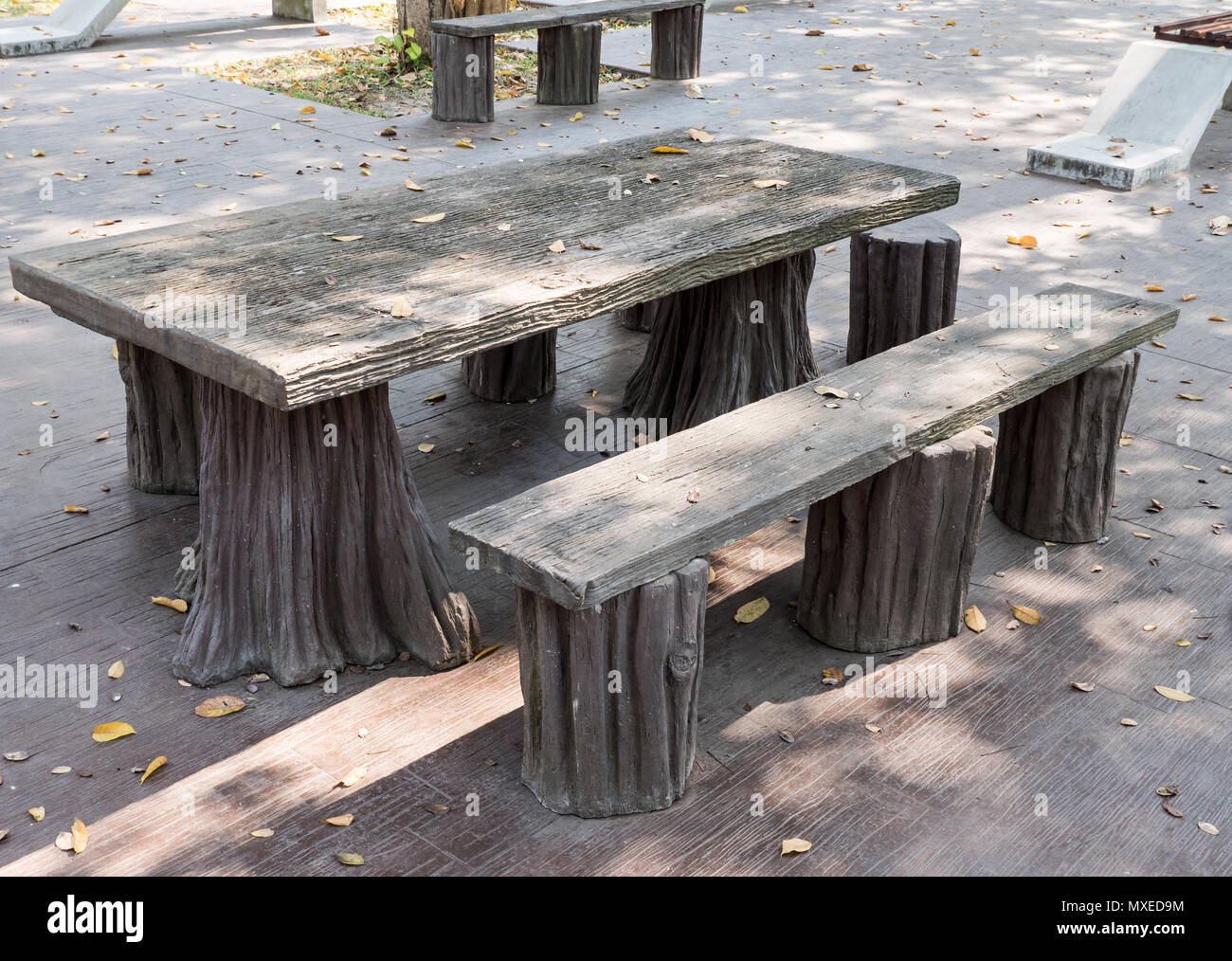 Concrete Table And Chair Set Which Look Like From The Wooden In