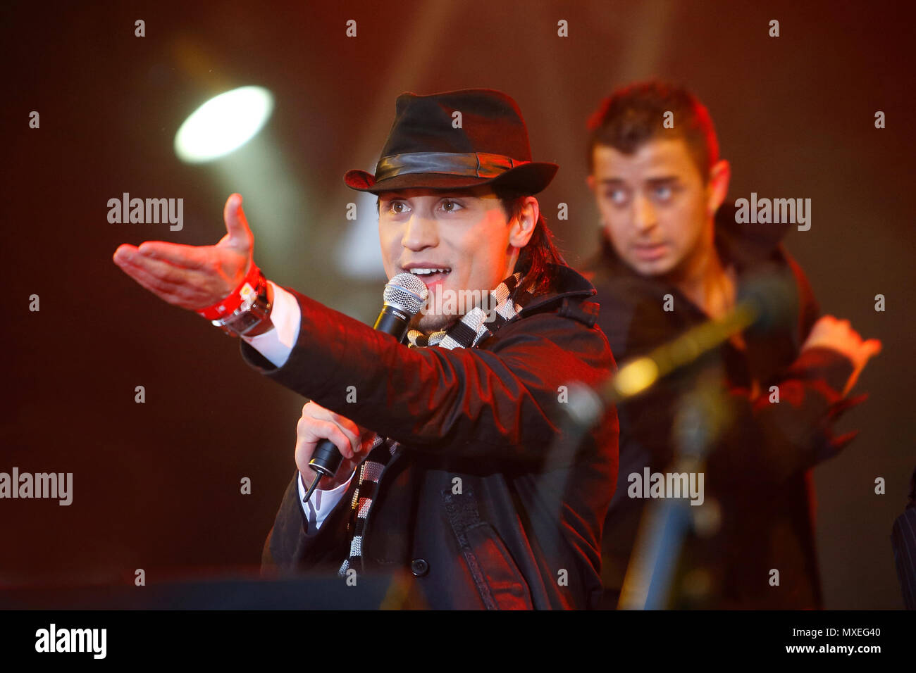 Eurovision song contest winner, Dima Bilan performs on stage at the Russian Winter Festival in London Stock Photo