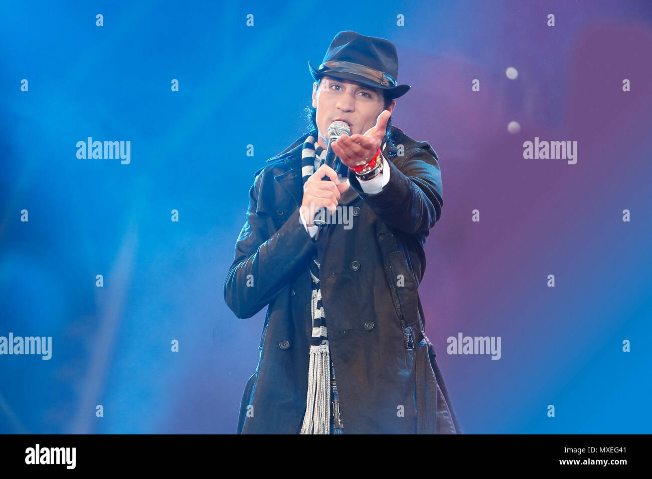 Eurovision song contest winner, Dima Bilan performs on stage at the Russian Winter Festival in London Stock Photo