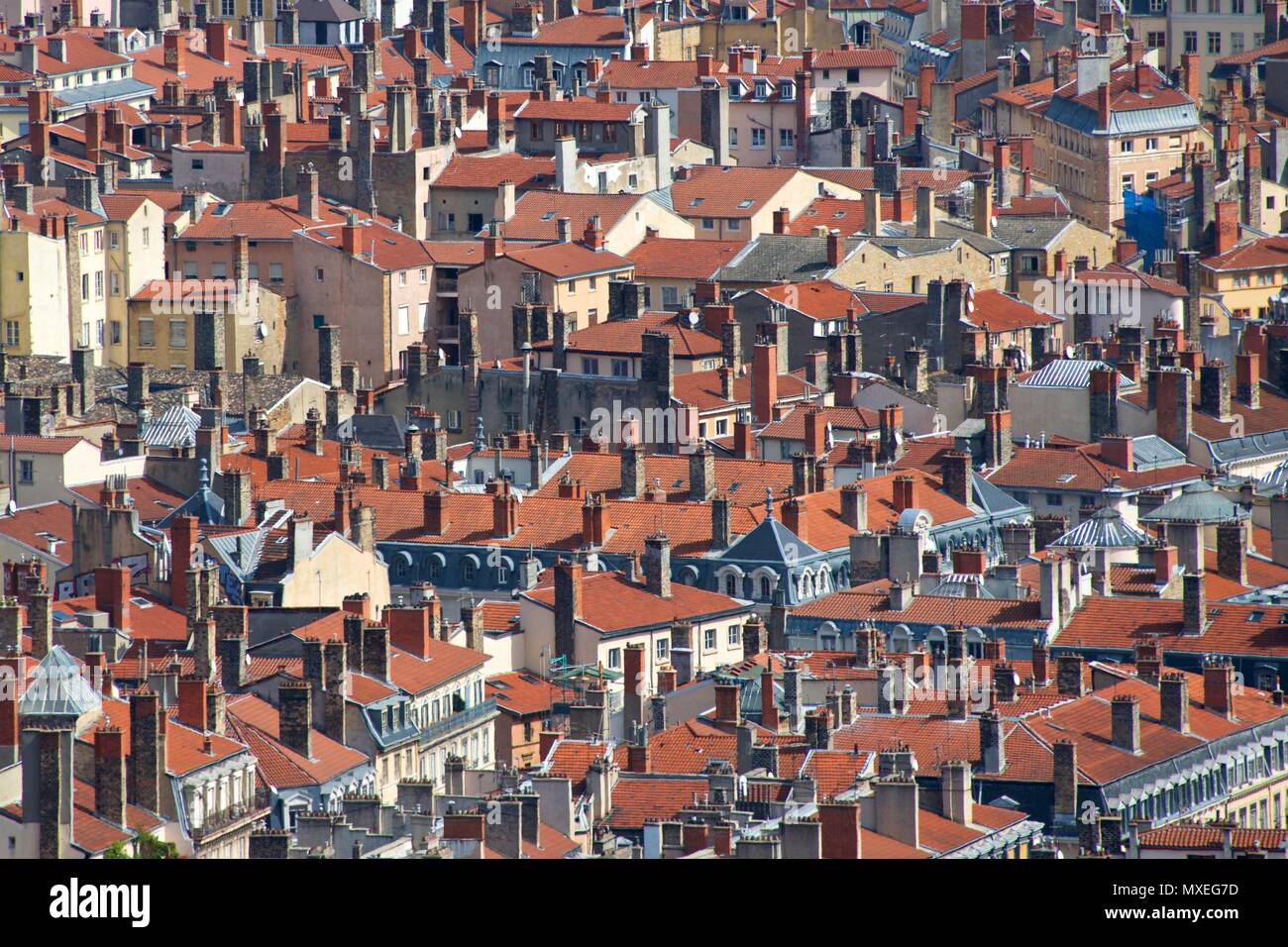Closeup Of Vieux Lyon Old Town From Fourviere Hill In Lyon France Unesco World Heritage Site Stock Photo Alamy