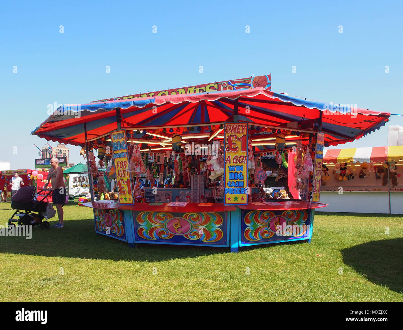 A fairground games stall at a travelling funfair Stock Photo
