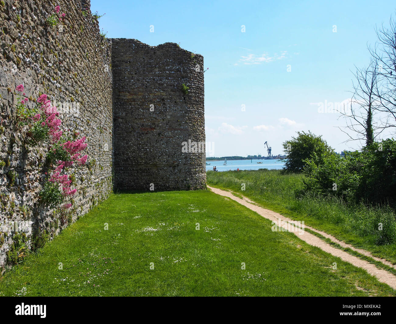 The South wall of Portchester Castle, Hampshire Stock Photo