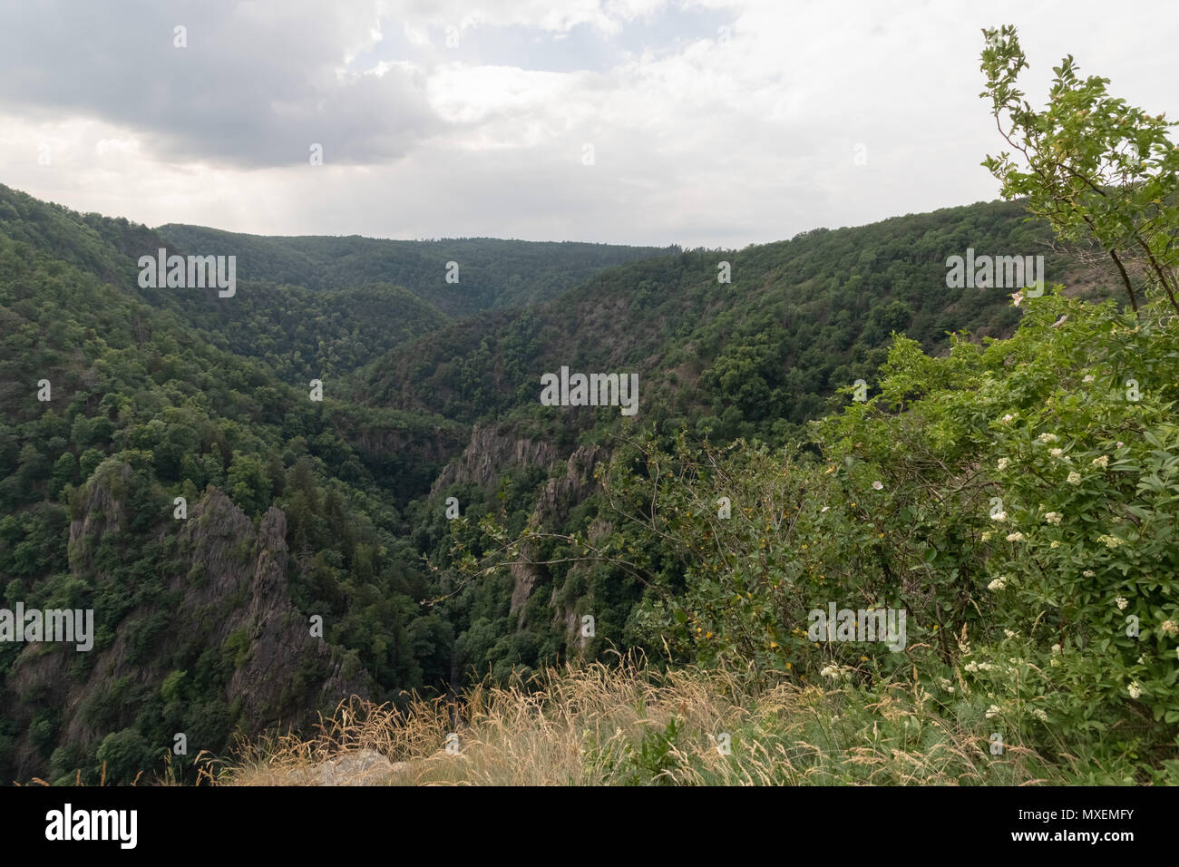 View from the Roßtrappe into the Bode Gorge, Lower Saxony, Saxony-Anhalt, Central Germany, Europe Stock Photo