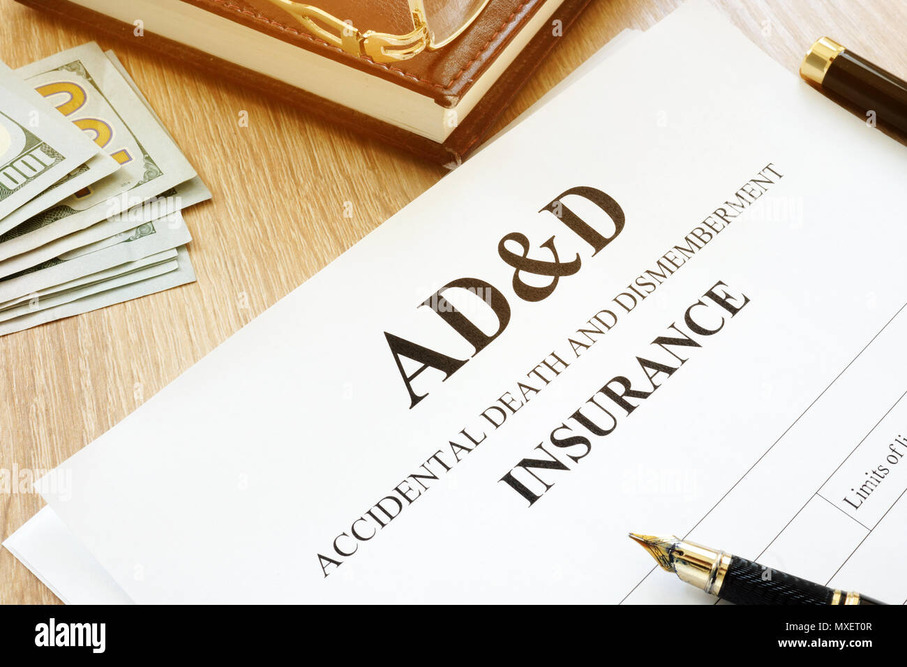 Accidental Death Benefit And Dismemberment ad&d insurance Stock Photo