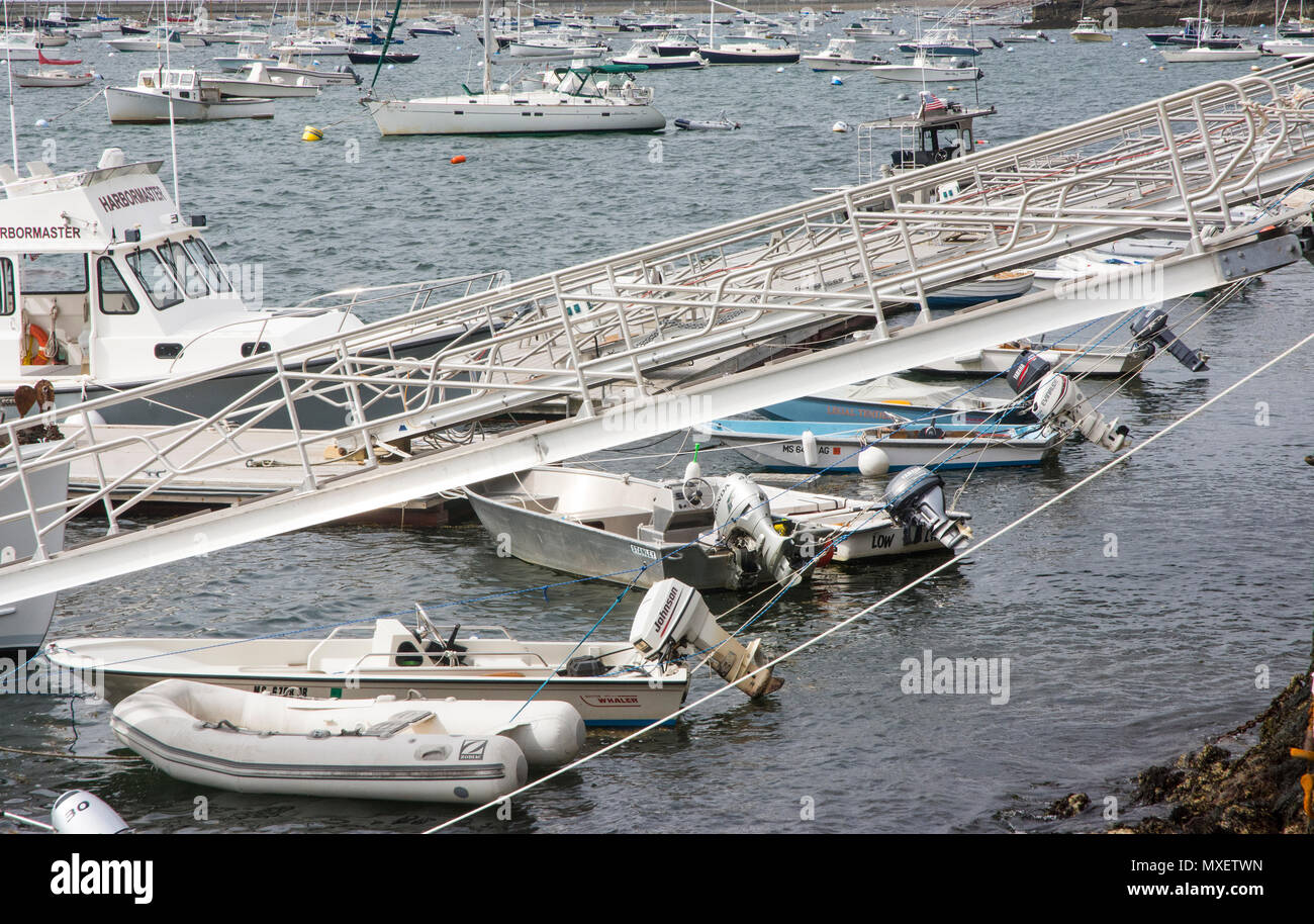 Harbor has many docks and ramps for folks to use their boats. Stock Photo