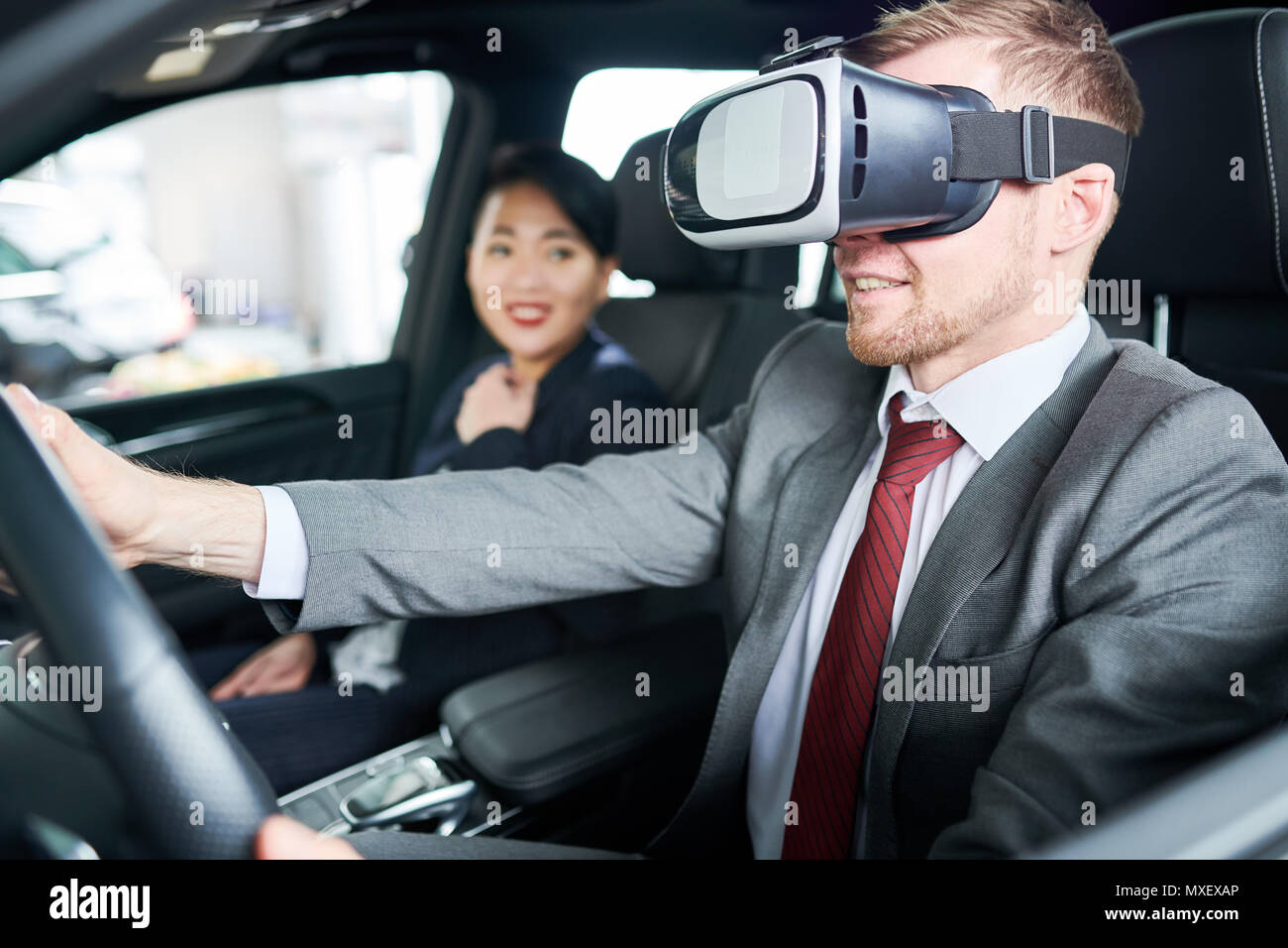 Testing Car with VR Headset Stock Photo Alamy