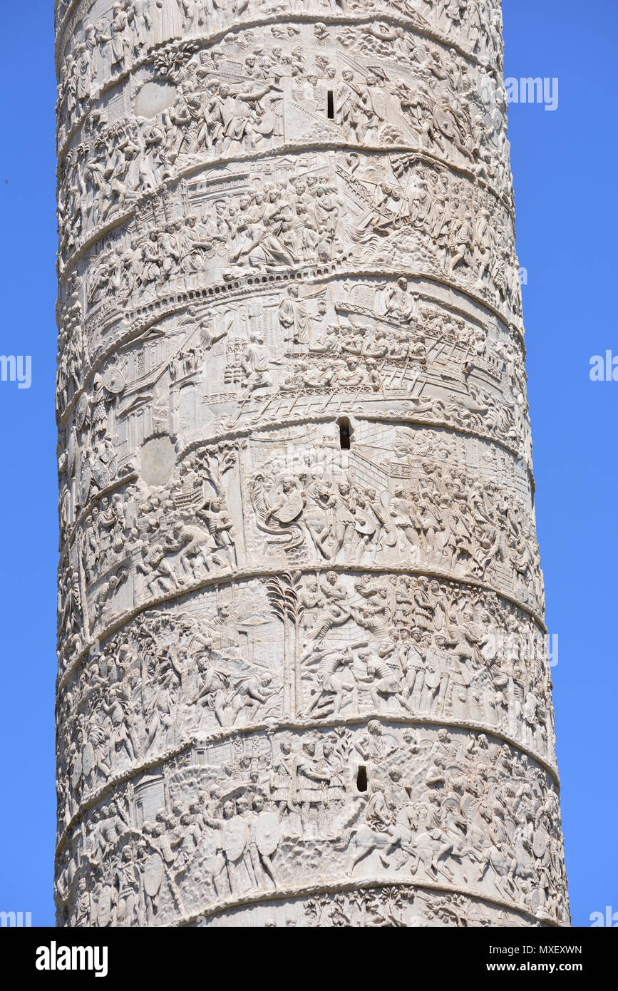 Rome. Trajan column. It depicts the history of the conquest of Dacia by ...