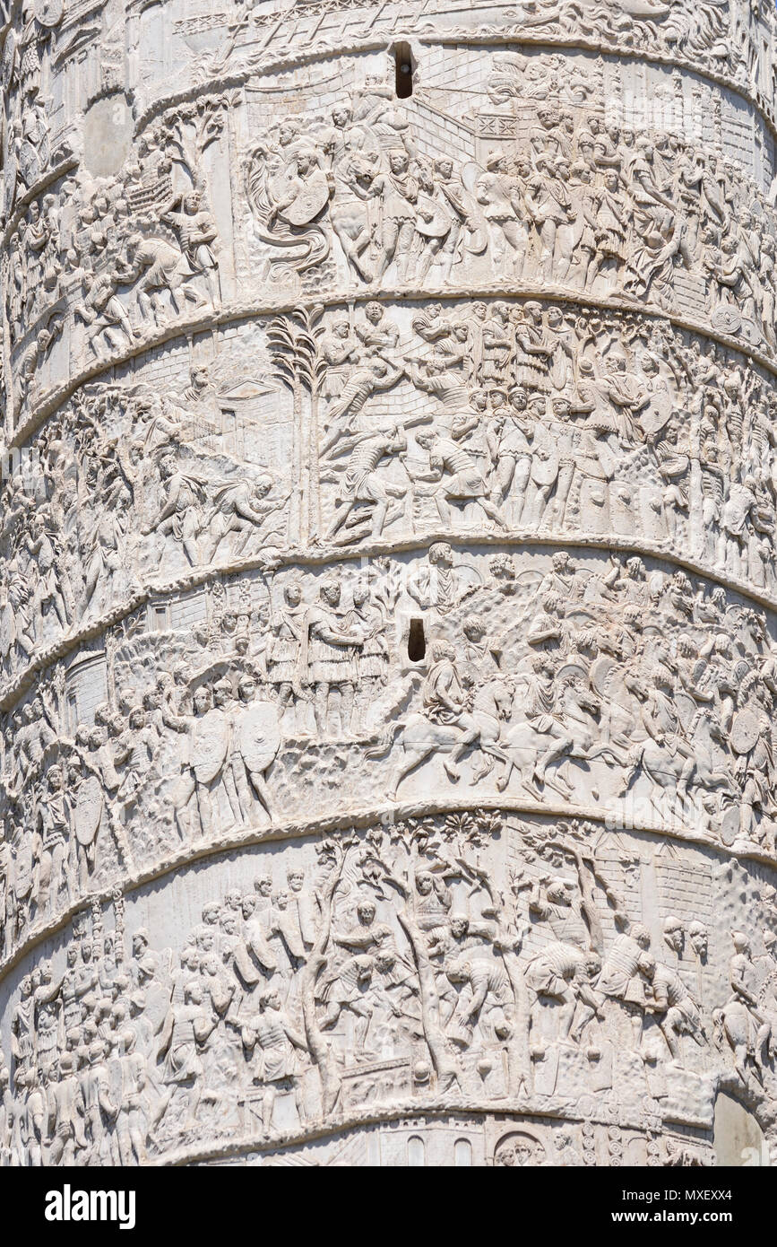 Rome. Trajan column. It depicts the history of the conquest of Dacia by ...