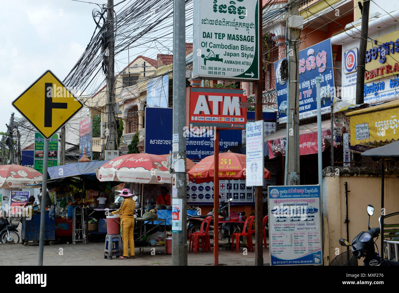 atm bank and shops in the City centre of Siem Reap in Cambodia