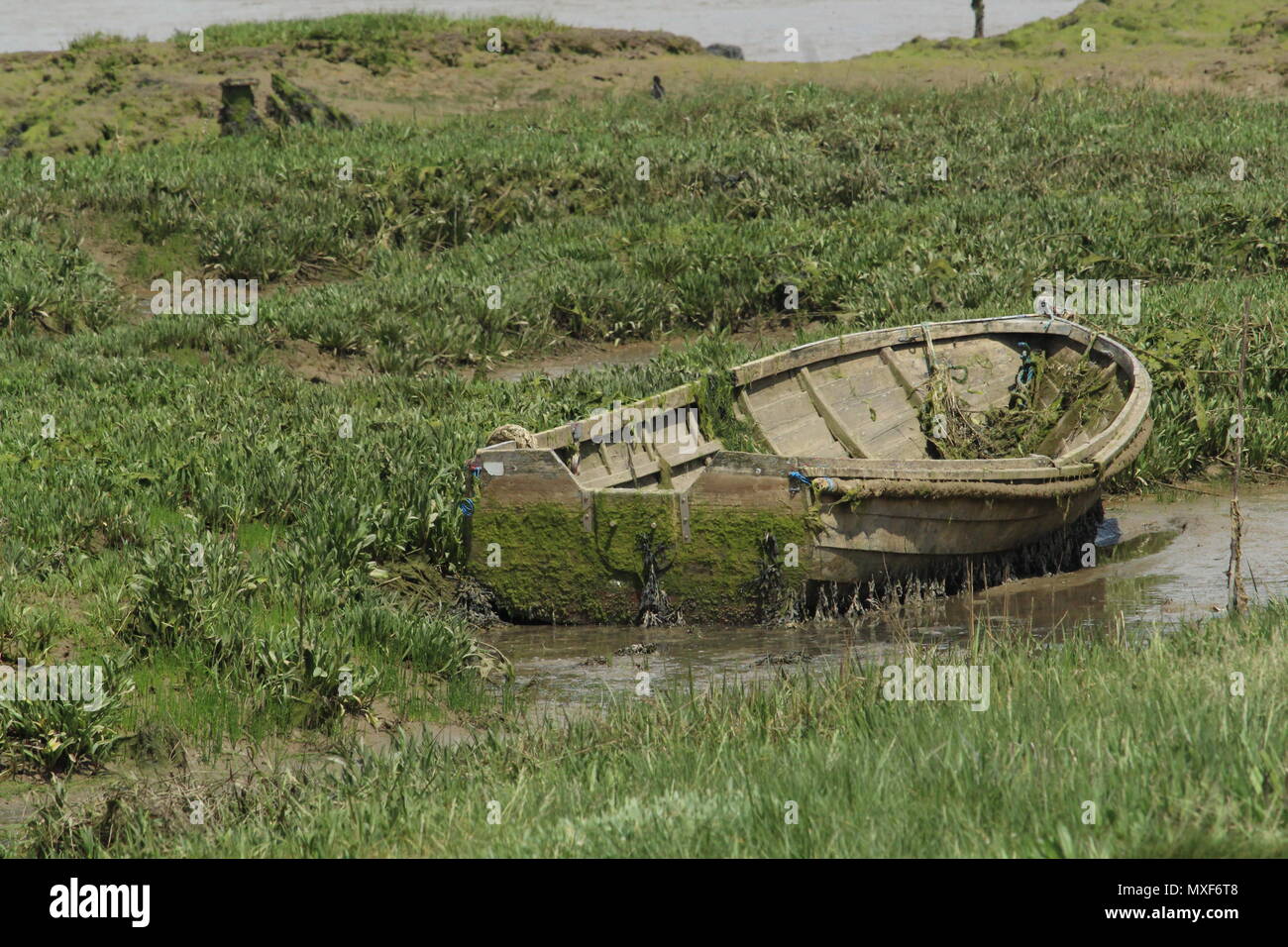 Coastal scenes - Still life - a small rowing boat abandoned near the ...