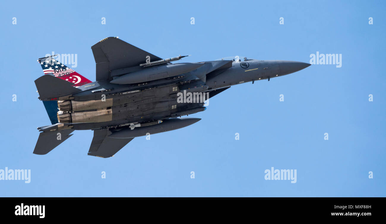 An F 15sg From The Republic Of Singapore Air Force Takes Off From Mountain Home Air Force Base Idaho May 2 17 This Marked The Second Time That The Rsaf Participated In Combat