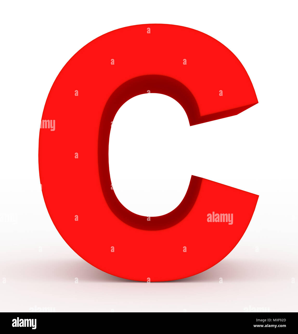 letter C 3d clean red isolated on white - 3d rendering Stock Photo