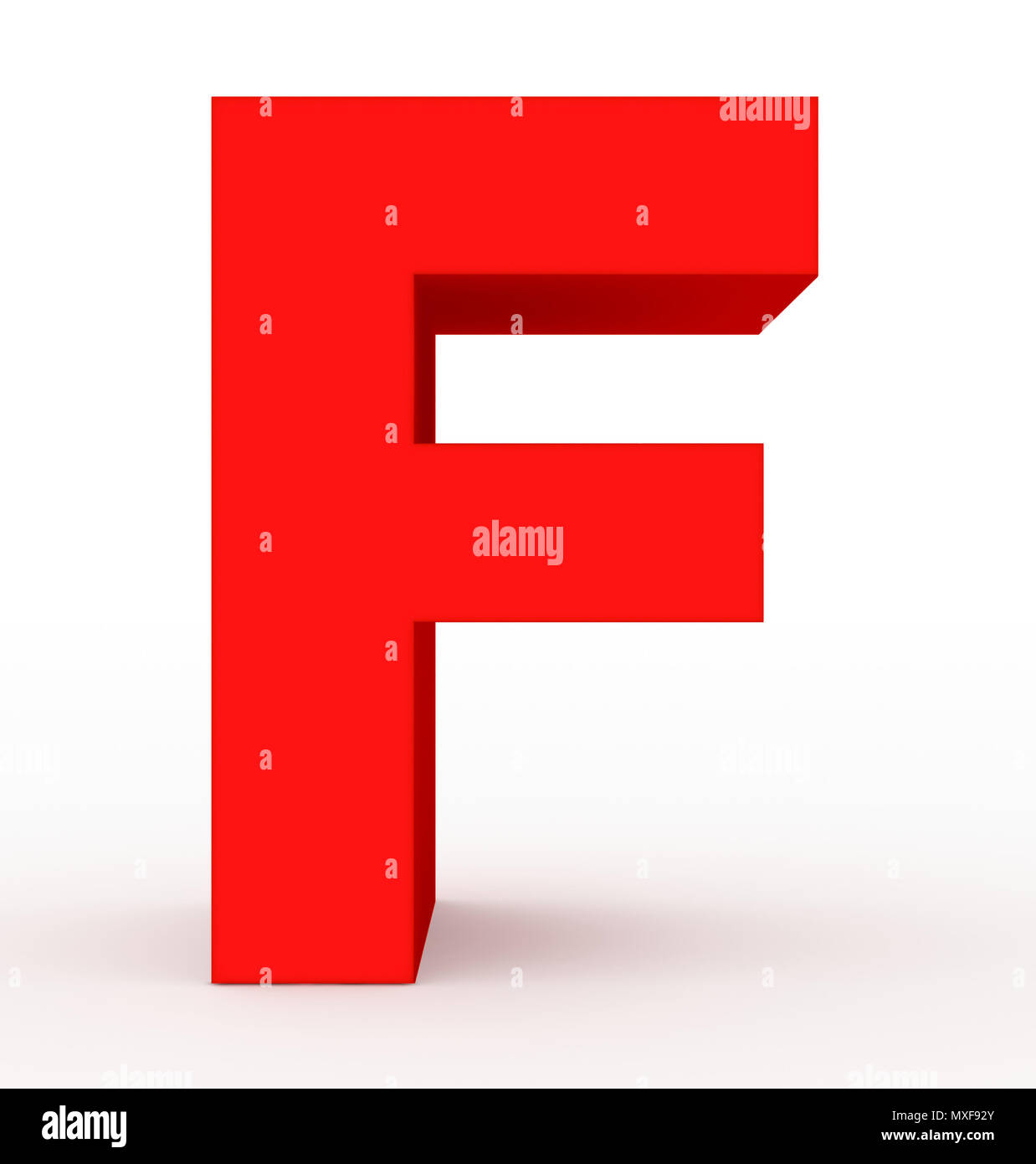 letter F 3d clean red isolated on white - 3d rendering Stock Photo