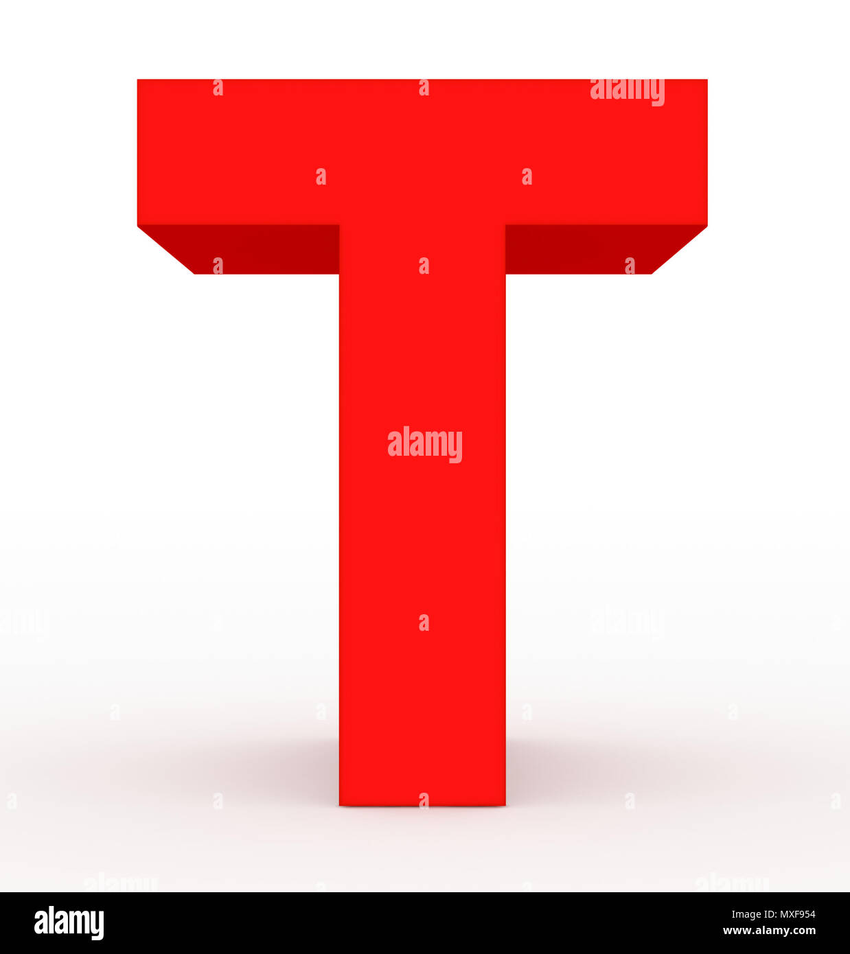 Letter T 3d Red Isolated On White 3d Rendering Stock Photo