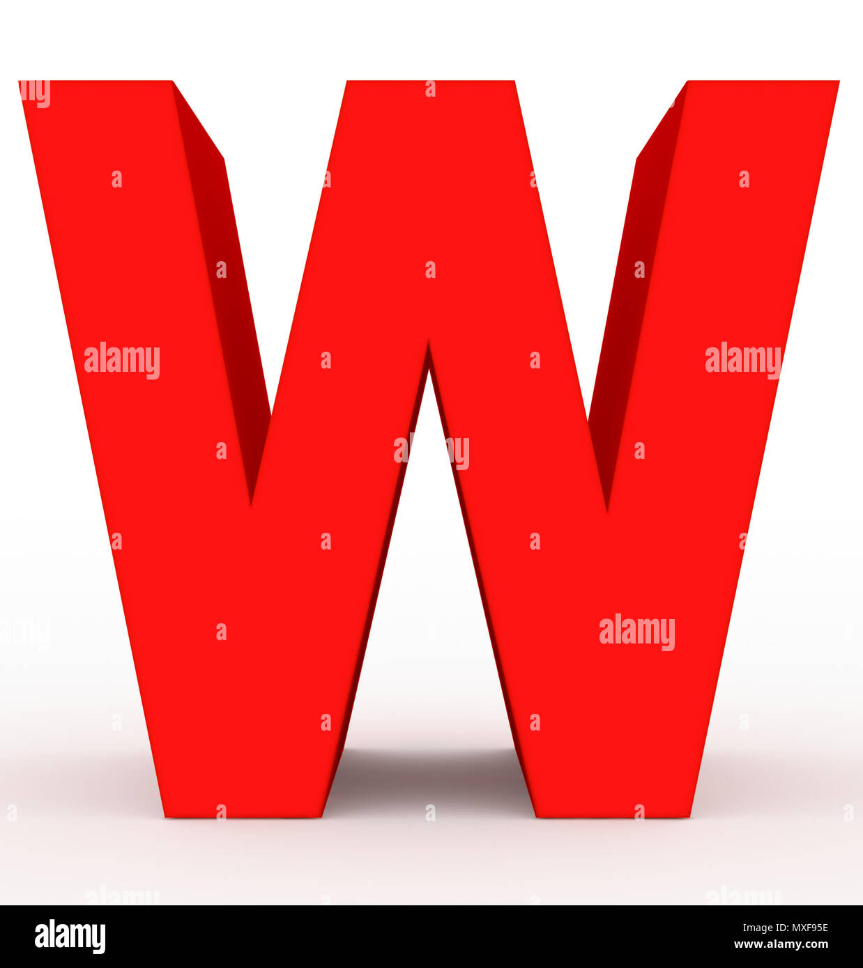 letter W 3d red isolated on white - 3d rendering Stock Photo - Alamy