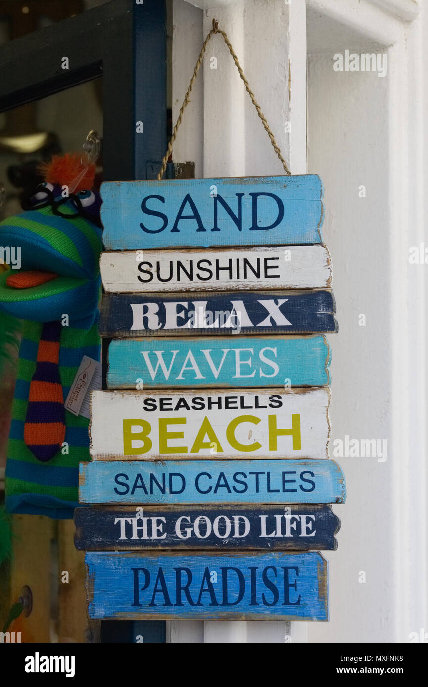 Beach seashells sign hi-res stock photography and images - Alamy