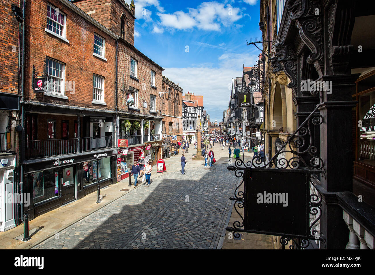 Watergate Street in Chester, Cheshire, UK taken on 13 May 2017 Stock Photo