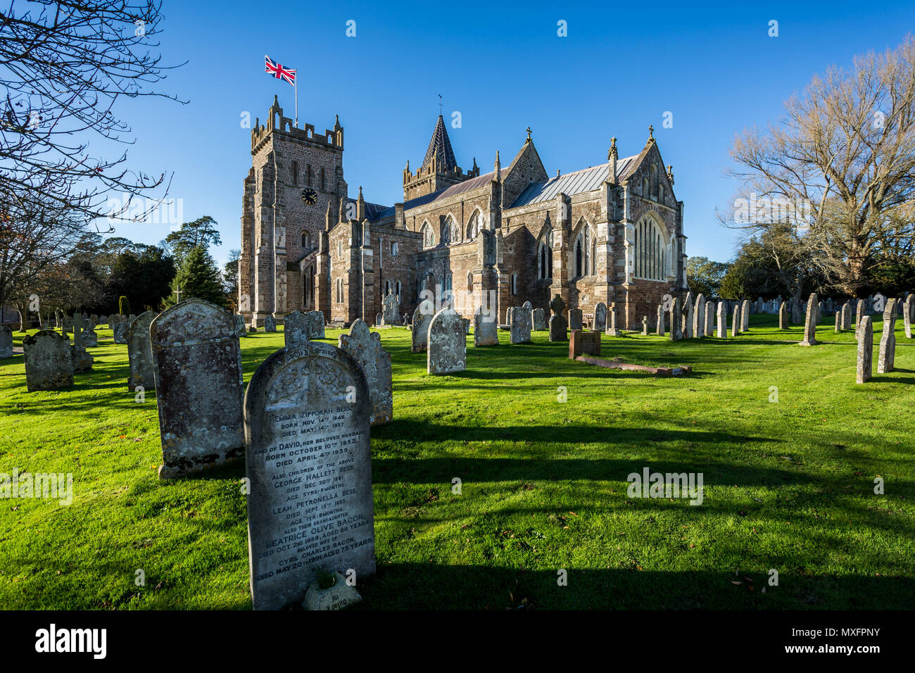 St Marys Church from the south east in Ottery St Mary, Devon, UK taken