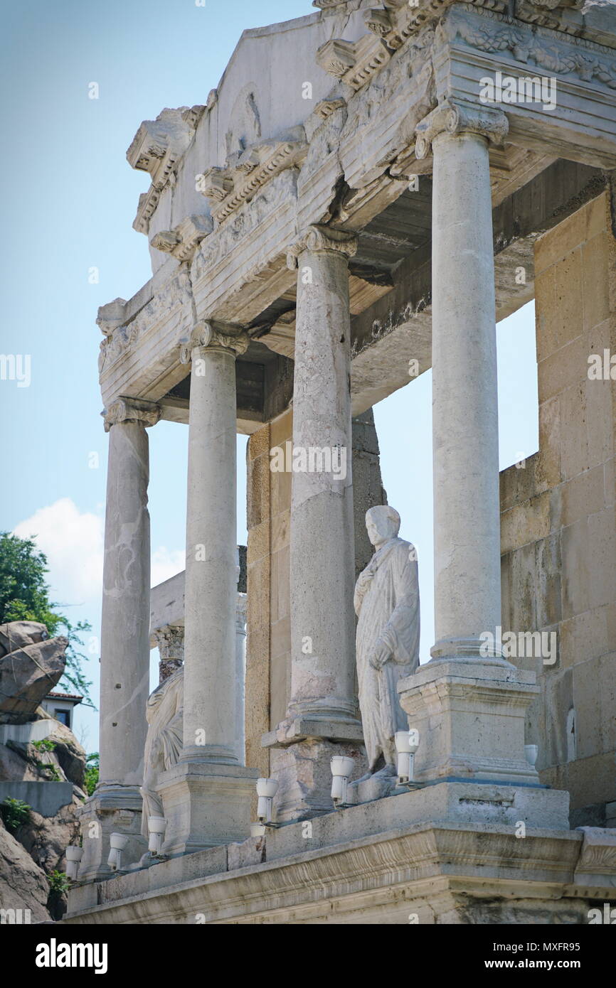 Remainings of Ancient Roman theatre of Philippopolis in Plovdiv, Bulgaria Stock Photo