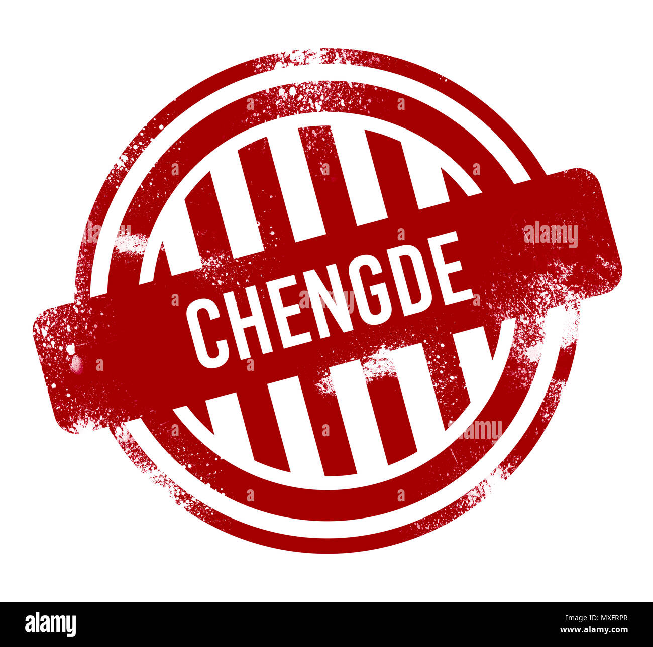 Chengde - Red grunge button, stamp Stock Photo