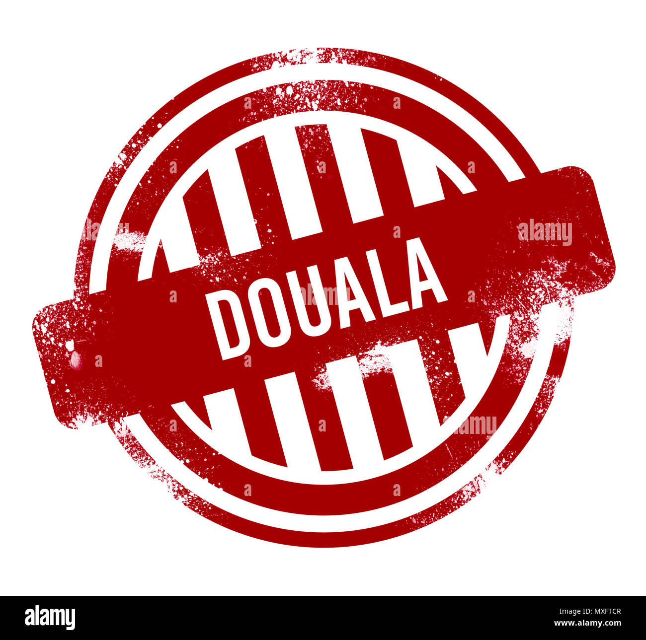 Douala - Red grunge button, stamp Stock Photo