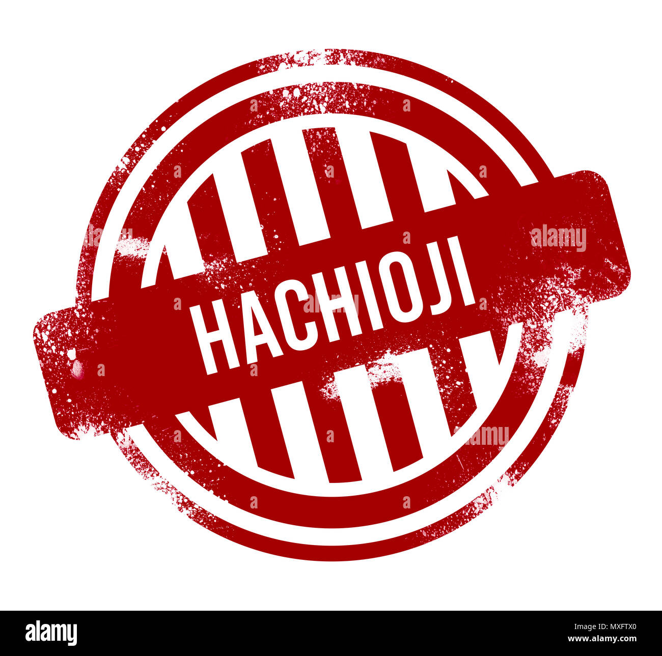 Hachioji - Red grunge button, stamp Stock Photo