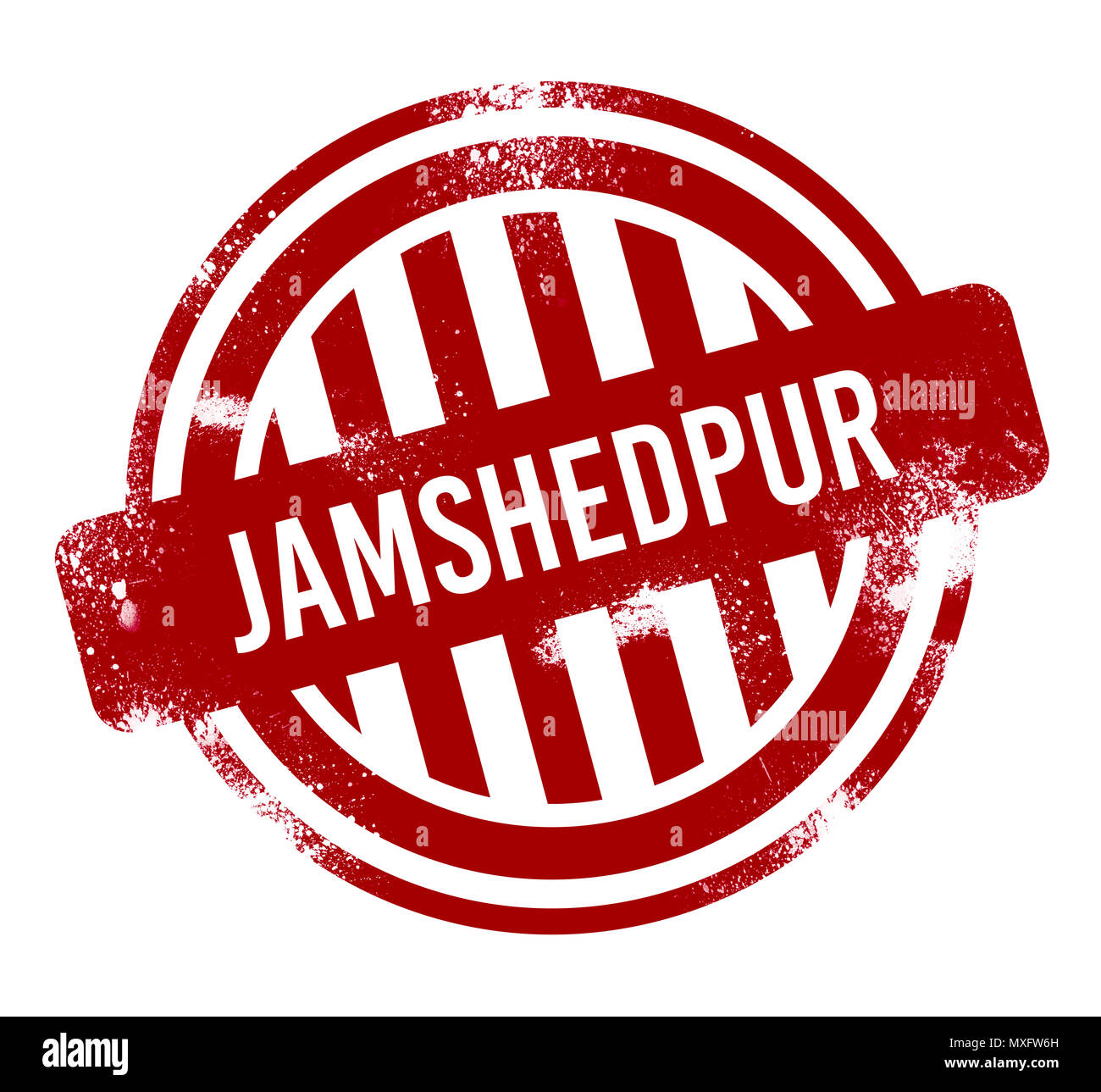 Jamshedpur - Red grunge button, stamp Stock Photo