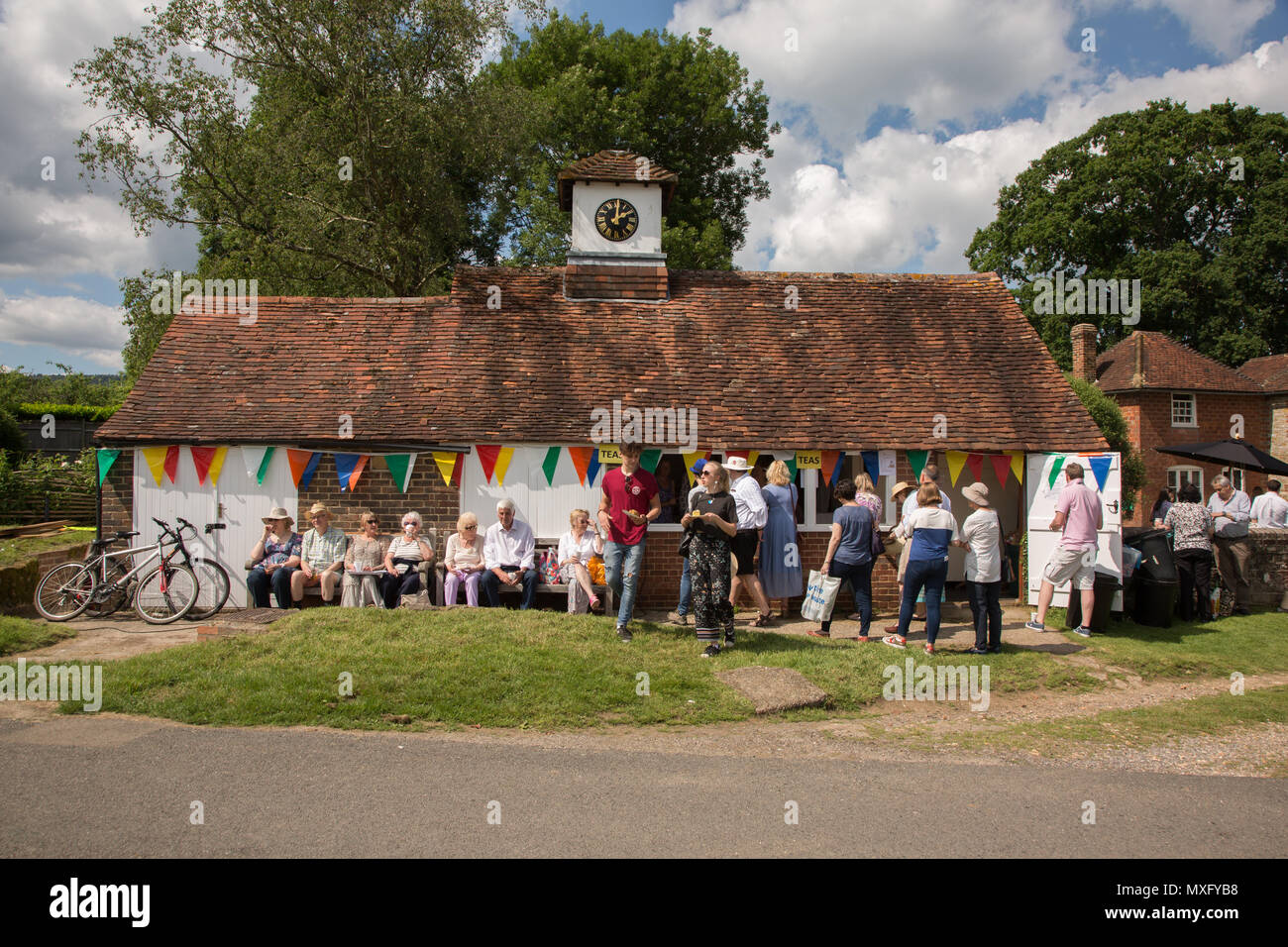 English Village Fete in Lurgashall Sussex. Tradional fete with stalls tea tent , music and games. Stock Photo