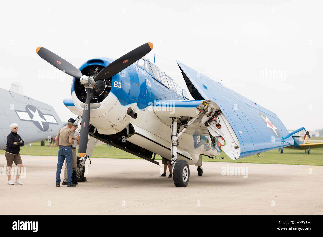 Peru, Illinois, USA - May 19, 2018 Grumman TBF, TBM Avenger parked on the tarmac during the airshow,  TBM Avenger Salute to Veterans Stock Photo