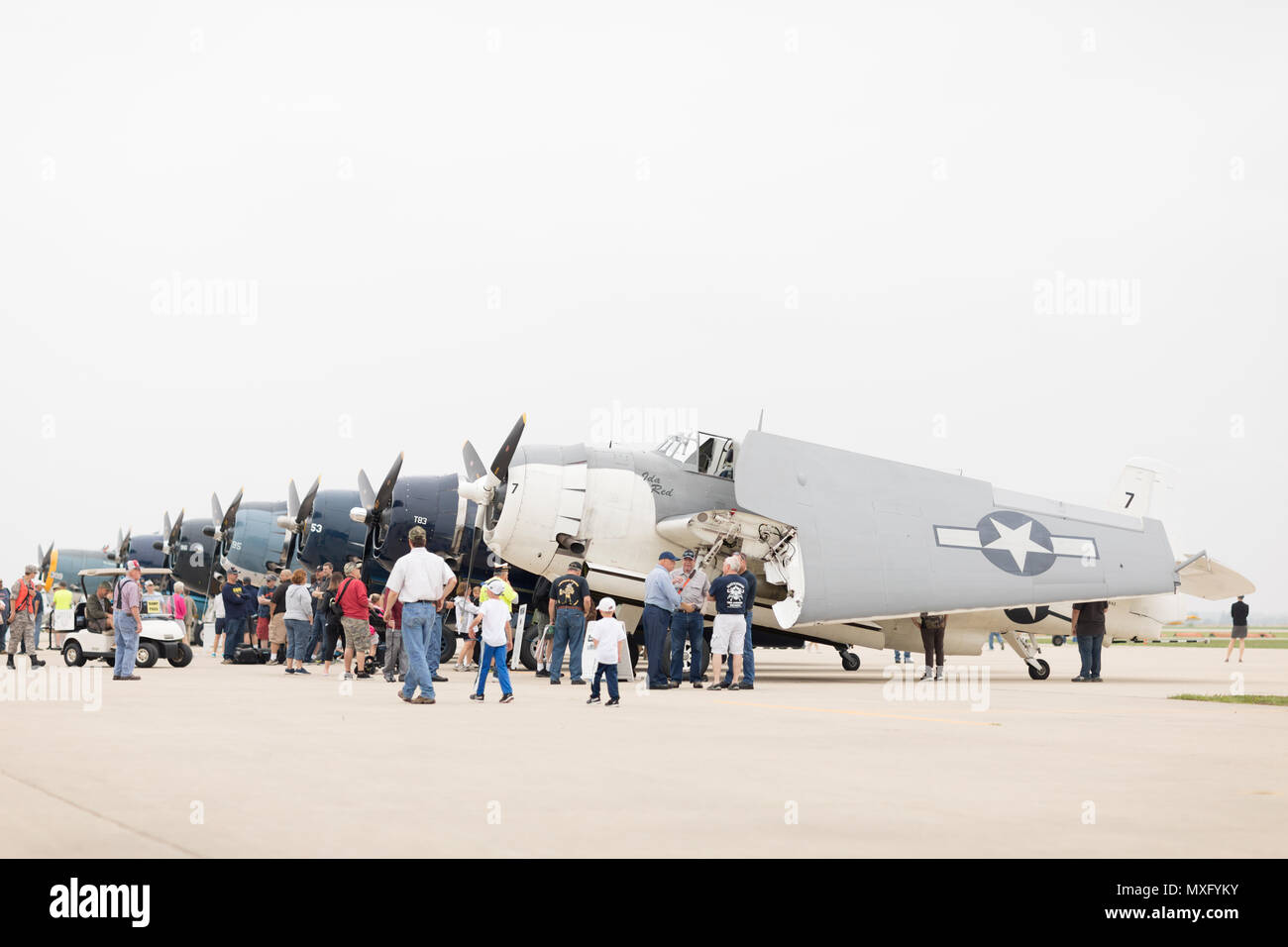 Peru, Illinois, USA - May 19, 2018 Grumman TBF, TBM Avenger parked on the tarmac during the airshow,  TBM Avenger Salute to Veterans Stock Photo