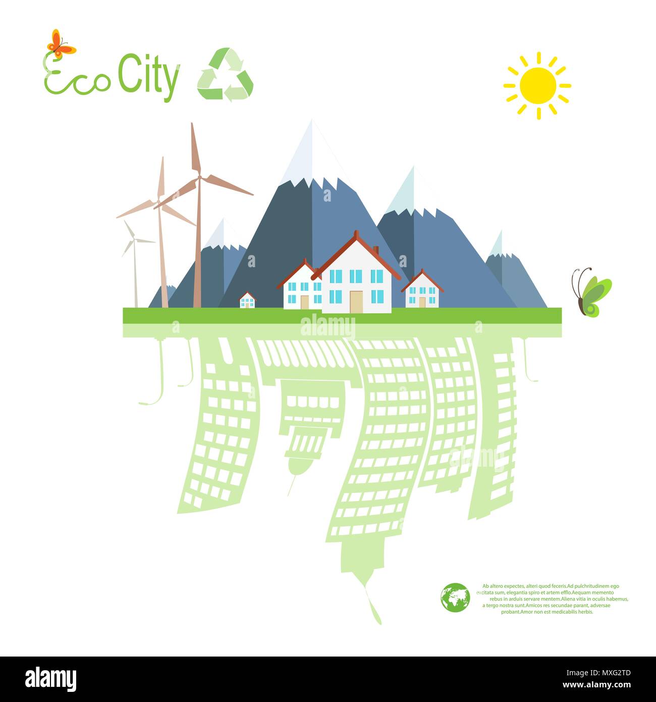eco city vector.eco-friendly housing as an alternative to living in the city Stock Vector