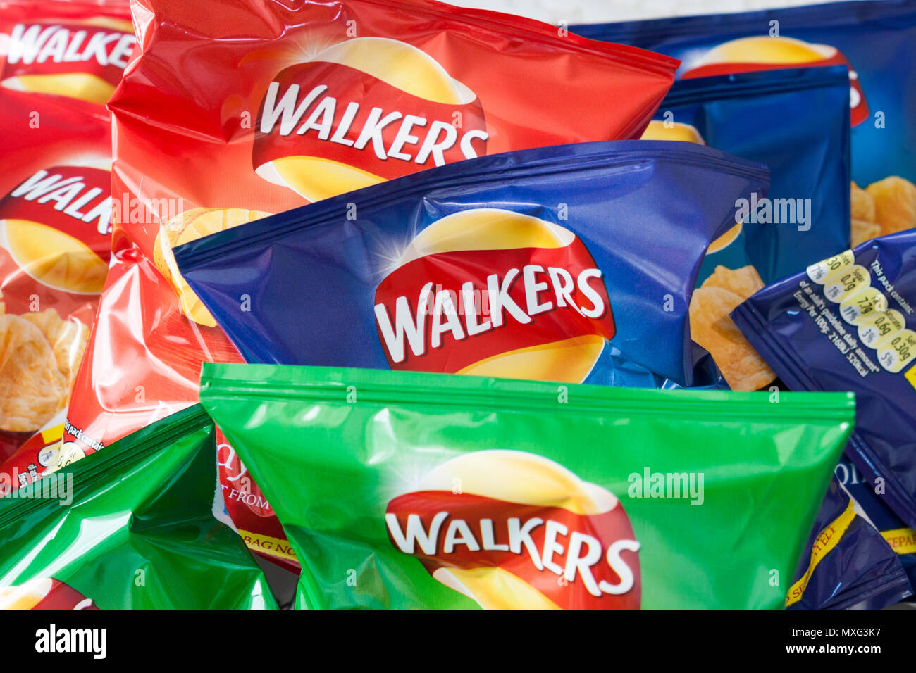 Walkers crisps packets assorted flavours Stock Photo